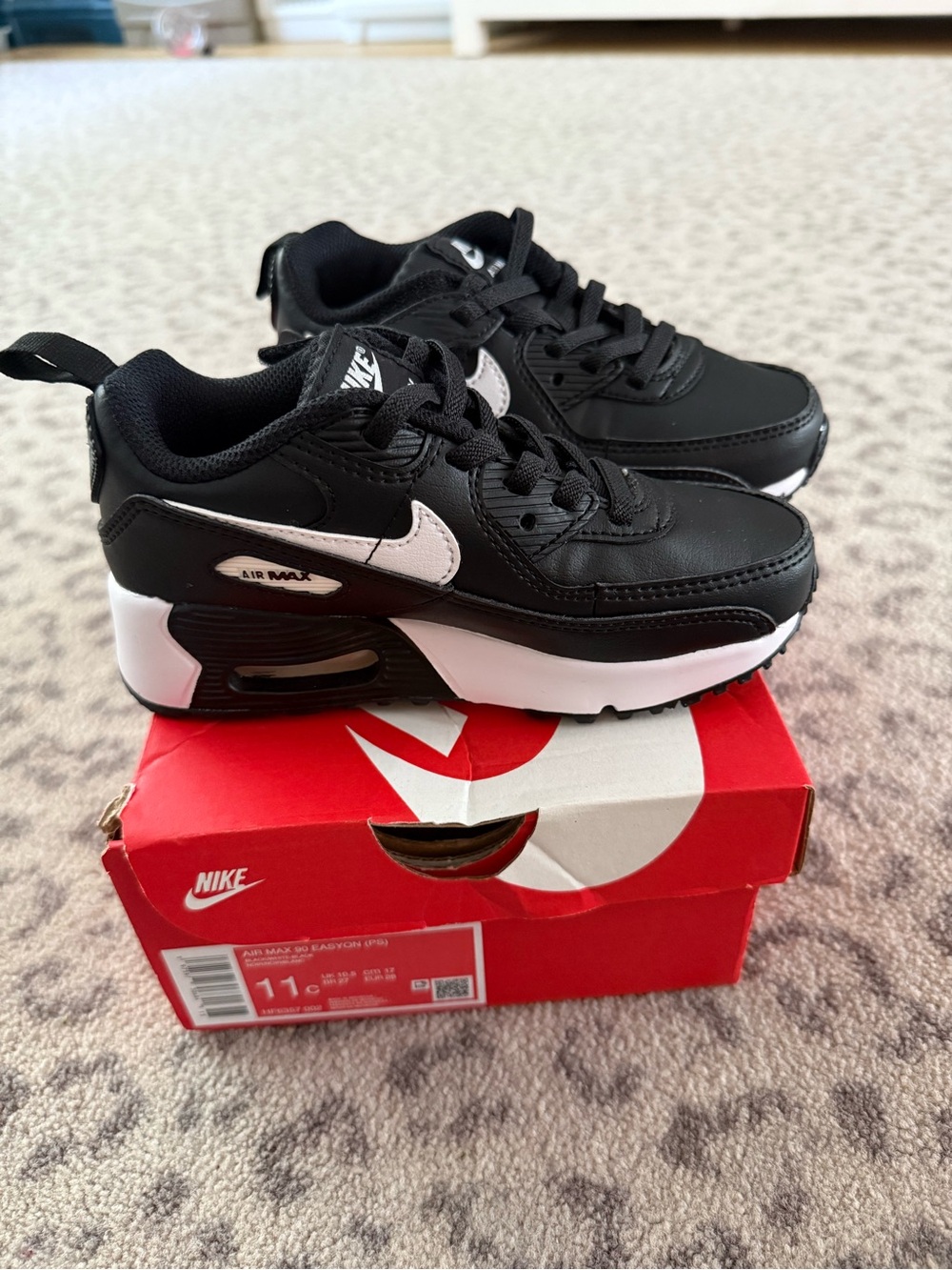 Nike Kids Black and White Air Max-Inspired Sneakers Easy on